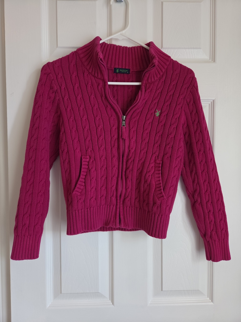Noton Junior Pink Cable Knit Zip Cardigan Sweater Size 11 US Small